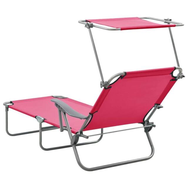 Berkfield Home Sun Lounger with Canopy Steel Pink - image 1