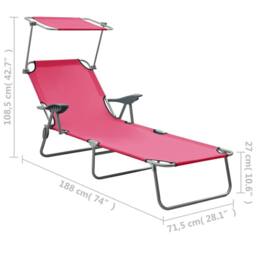 Berkfield Home Sun Lounger with Canopy Steel Pink - thumbnail 8