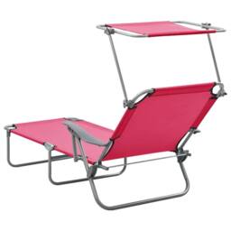 Berkfield Home Sun Lounger with Canopy Steel Pink - thumbnail 1