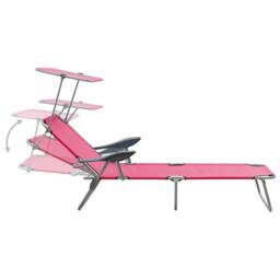 Berkfield Home Sun Lounger with Canopy Steel Pink - thumbnail 4