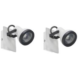 Wyld and Coco Set 2 Wall Lamps White and Black Metal 1 Light Swing Arm Cone - thumbnail 2