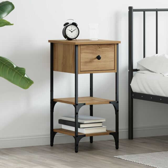Berkfield Home Bedside Cabinet Artisan Oak 34x36x70 cm Engineered Wood in Beige - Size: 34 x 36 x 70 cm - image 1