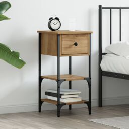 Berkfield Home Bedside Cabinet Artisan Oak 34x36x70 cm Engineered Wood in Beige - Size: 34 x 36 x 70 cm - thumbnail 1
