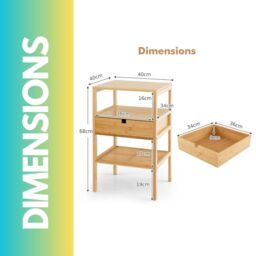 Pirlo Plush Bamboo Bedside Table With Drawer & Shelf Bedroom Furniture in White - thumbnail 6