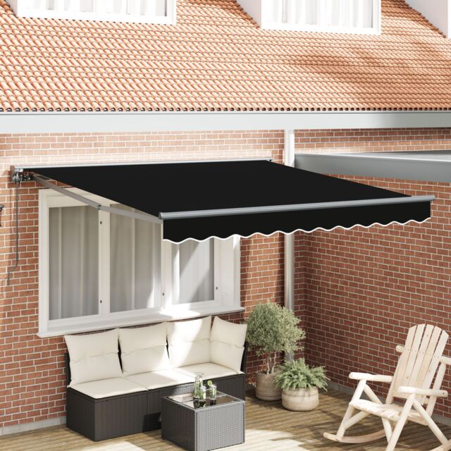 Berkfield Home Retractable Awning Manual Black 300x250 cm Polyester - image 1