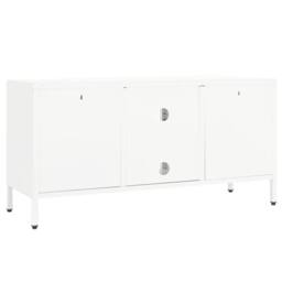 Berkfield Home TV Cabinet White 105x35x52 cm Steel & Glass - Size: 105 x 35 x 52 cm - thumbnail 5