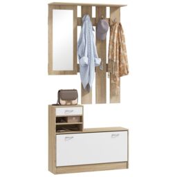 Hallway Furniture Set with Shoe Cabinet, Coat Rack and Mirror - thumbnail 3