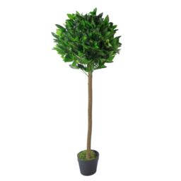 Leaf 120cm Design UK Artificial Realistic Bay Laurel Topiary Ball Tree in Green - thumbnail 1