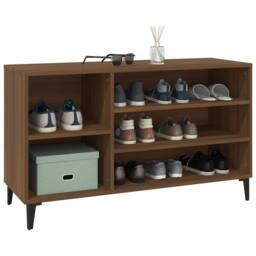 Berkfield Home Shoe Cabinet Brown Oak 102x36x60 cm Engineered Wood - Size: 102 x 36 x 60 cm - thumbnail 4