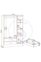 Seconique Nevada 3 Door 2 Drawer Mirrored Wardrobe in White - thumbnail 6