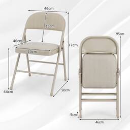Costway Set of 6 Folding Fabric Padded Chairs w/ Sponge Seat & Backrest in Beige - thumbnail 2