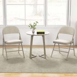 Costway Set of 6 Folding Fabric Padded Chairs w/ Sponge Seat & Backrest in Beige - thumbnail 5