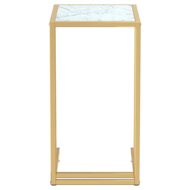 Berkfield Home Stylish Computer Side Table White Marble 50x35x65 cm Tempered Glass - Size: 50 x 35 x 65 cm - image 1