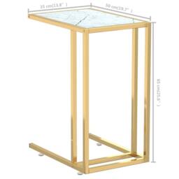 Berkfield Home Stylish Computer Side Table White Marble 50x35x65 cm Tempered Glass - Size: 50 x 35 x 65 cm - thumbnail 7