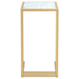 Berkfield Home Stylish Computer Side Table White Marble 50x35x65 cm Tempered Glass - Size: 50 x 35 x 65 cm