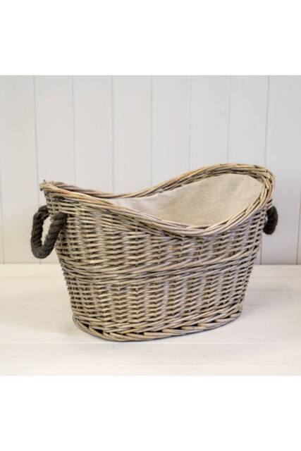 KDMD Oval Log Basket with Rope Handles in Brown - image 1