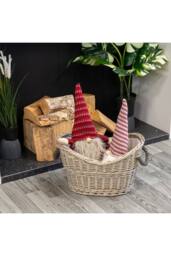 KDMD Oval Log Basket with Rope Handles in Brown - thumbnail 2