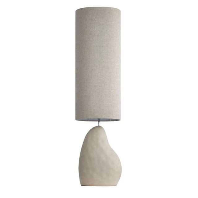 First Choice Lighting Pebble - Matt Ivory Ceramic 122cm Floor Lamp with Natural Linen Shade in Cream - image 1
