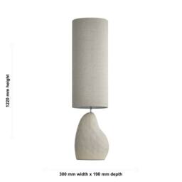 First Choice Lighting Pebble - Matt Ivory Ceramic 122cm Floor Lamp with Natural Linen Shade in Cream - thumbnail 6