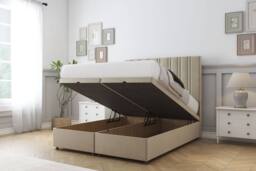 "Comfort Beds Lorenzo Coniston Ottoman Bed Base-26"" Strutted Headboard in Cream - Size: King" - thumbnail 2