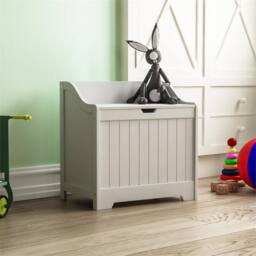 Kelvenix White Wooden Toy Storage Box, Toys Childrens Nursery Bedroom Chest - thumbnail 1
