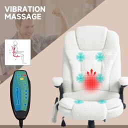 VINSETTO Office Chair w/ Heating Massage Points Relaxing Reclining White - thumbnail 4