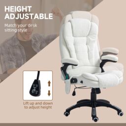 VINSETTO Office Chair w/ Heating Massage Points Relaxing Reclining White - thumbnail 6