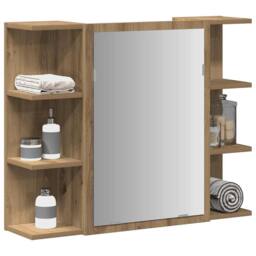 Berkfield Home Modern Bathroom Mirror Cabinet Artisan Oak 80x20.5x64 cm Engineer in Brown - thumbnail 1