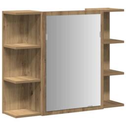 Berkfield Home Modern Bathroom Mirror Cabinet Artisan Oak 80x20.5x64 cm Engineer in Brown - thumbnail 3