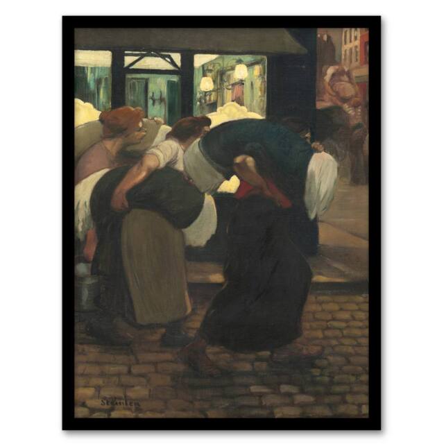 Artery8 The Laundresses Oil Painting Steinlen Framed Wall Art Print - Size: A4 - image 1