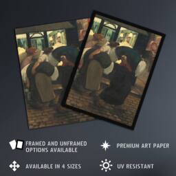Artery8 The Laundresses Oil Painting Steinlen Framed Wall Art Print - Size: A4 - thumbnail 2
