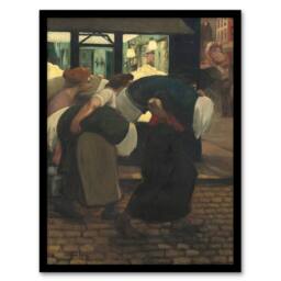 Artery8 The Laundresses Oil Painting Steinlen Framed Wall Art Print - Size: A4 - thumbnail 1