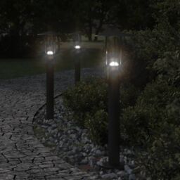 Berkfield Home Outdoor Floor Lamp Black 60 cm Stainless Steel - thumbnail 1