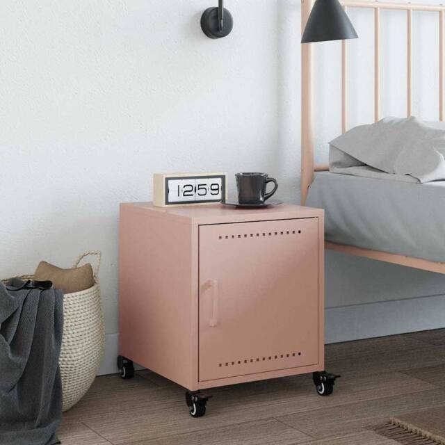 Berkfield Home Stylish Bedside Cabinet Pink 36x38.5x43.5 cm Steel - image 1