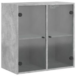 Berkfield Home Wall Cabinet with Glass Doors Concrete Grey 68x37x68.5 cm - thumbnail 2