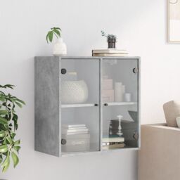 Berkfield Home Wall Cabinet with Glass Doors Concrete Grey 68x37x68.5 cm - thumbnail 3