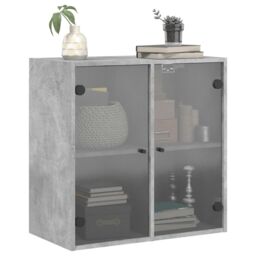 Berkfield Home Wall Cabinet with Glass Doors Concrete Grey 68x37x68.5 cm - thumbnail 4