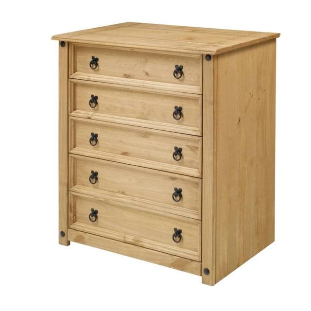 Nordara Chest of Drawers 5 Rustic Mexican Solid Pine Bedroom in Brown - image 1