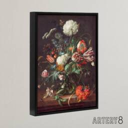 "Artery8 Jan Davidsz De Heem Vase Of Flowers Framed Canvas Wall Art Print - Size: W12"" x H16""" - thumbnail 2