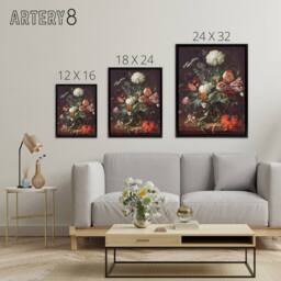 "Artery8 Jan Davidsz De Heem Vase Of Flowers Framed Canvas Wall Art Print - Size: W12"" x H16""" - thumbnail 4