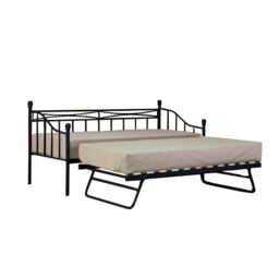 Comfy Living Ltd Metal Daybed With Trundle in Black - Size: Small Single - thumbnail 2