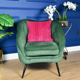 Madison & Mayfair Luxurious Smocked Velvet Fuschia Square Cushion in Fuchsia - thumbnail 2