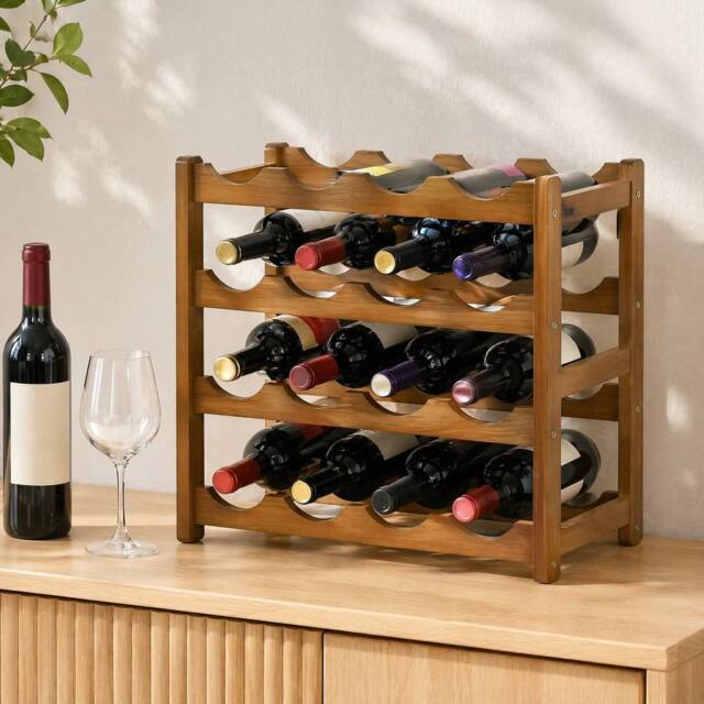 STILVORA 4 Tier Wine Rack for 16 Bottles in Brown - image 1