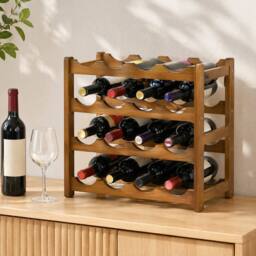 STILVORA 4 Tier Wine Rack for 16 Bottles in Brown - thumbnail 1
