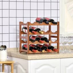 STILVORA 4 Tier Wine Rack for 16 Bottles in Brown - thumbnail 3