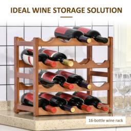 STILVORA 4 Tier Wine Rack for 16 Bottles in Brown - thumbnail 8