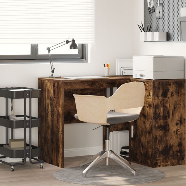 Berkfield Home Writing Desk Smoked Oak Engineered wood Medium Writing Desk in Brown - image 1