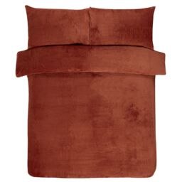 Gr8 Home Sleepdown Waffle Teddy Fleece Duvet Pillowcase Set in Orange - Size: Super King - thumbnail 3