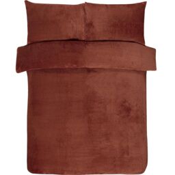 Gr8 Home Sleepdown Waffle Teddy Fleece Duvet Pillowcase Set in Orange - Size: Super King - thumbnail 1