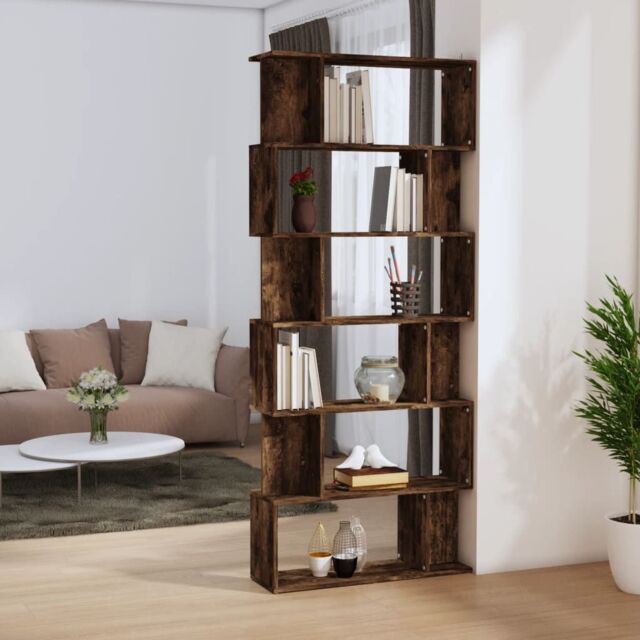 Berkfield Home Book Cabinet/Room Divider Smoked Oak 80x24x192 cm Engineered Wood in Brown - Size: 80 x 24 x 192 cm - image 1